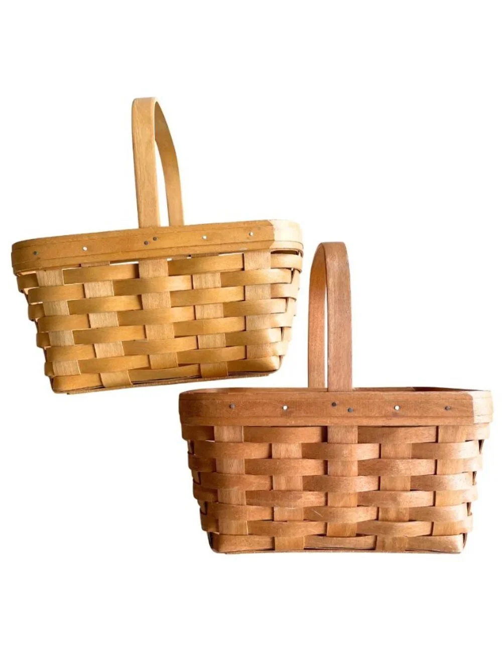 Set of Two Vintage Longaberger Handwoven Wooden Baskets, 1995/1997, Made in USA